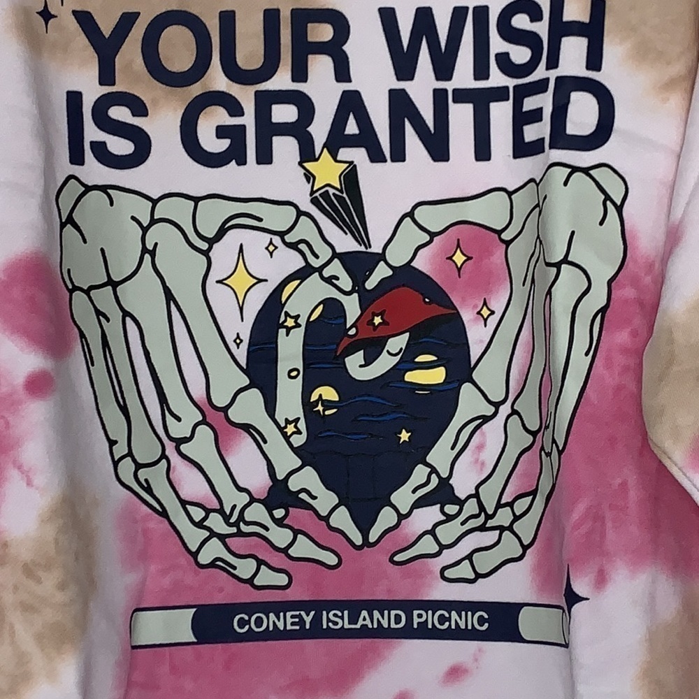 NWT Coney Island Picnic Your Wish is Granted Oversized Tie Dye Sweatshirt S - Picture 3 of 5